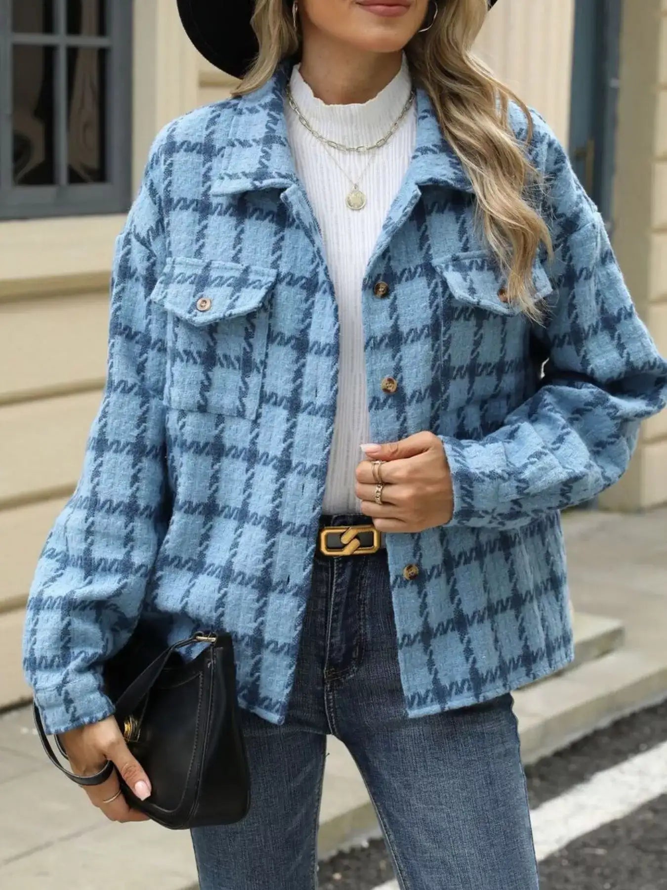 Plaid Button Up Long Sleeve Jacket - Bela Fils BoutiqueBela Fils Boutique